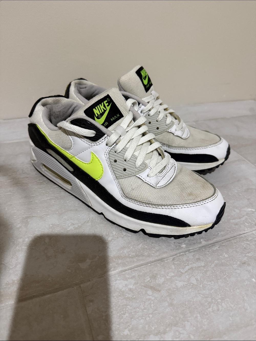 Nike Men’s Air Max Sneakers in White, Black & Neon Yellow